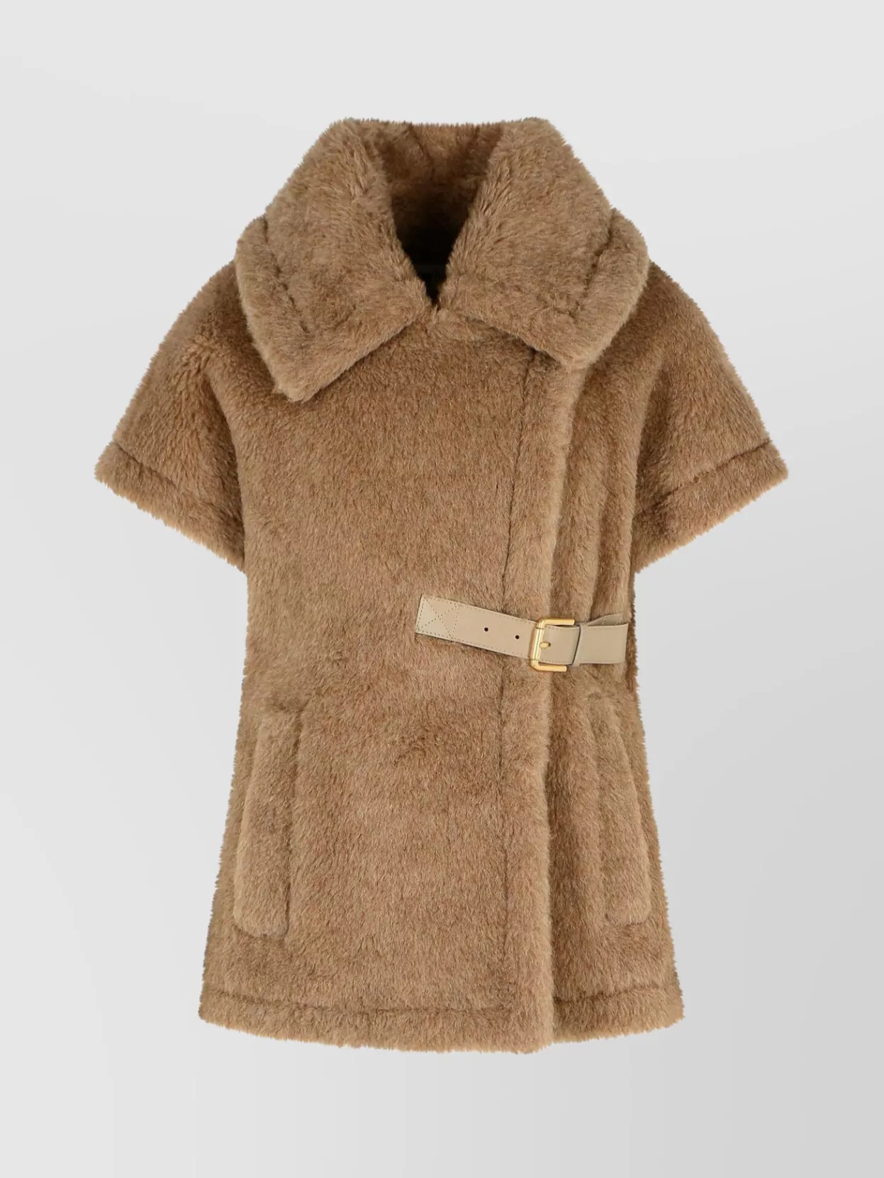 Max Mara Teddy Cape With Belted Waist And Pockets