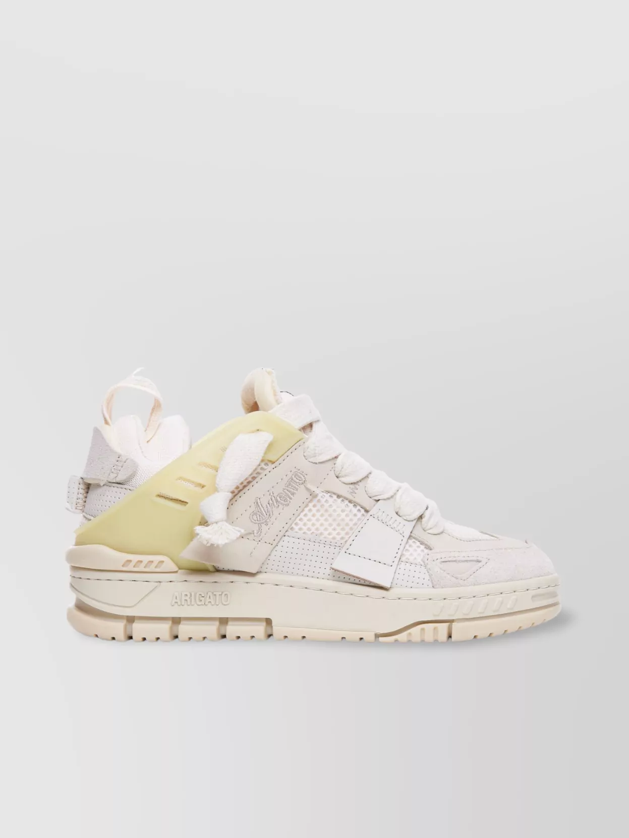 Axel Arigato Mens Cream Area Patchwork Leather And Recycled Polyester Mid-top Trainers