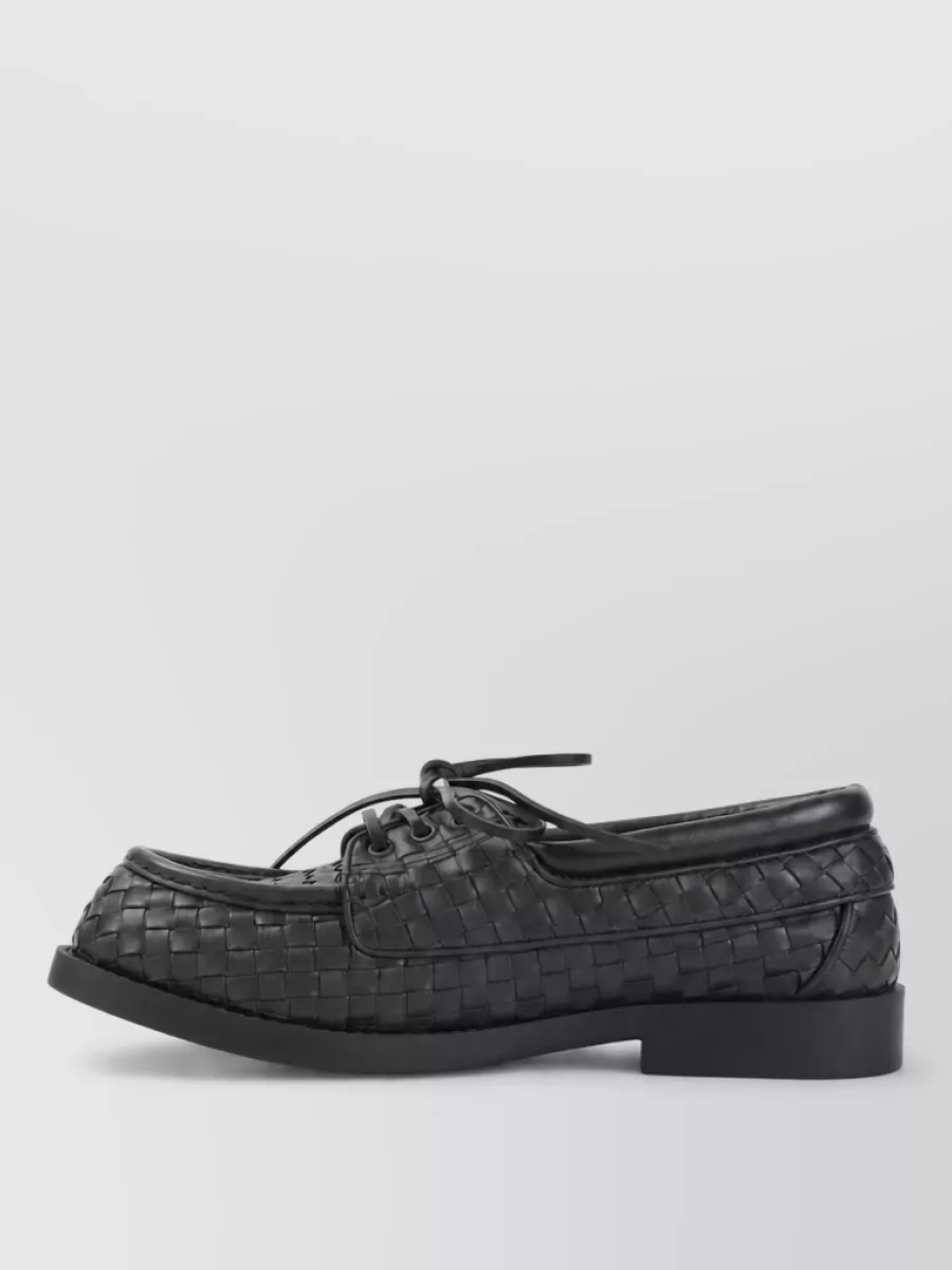 Bottega Veneta Leather Intrecciato Boat Shoes