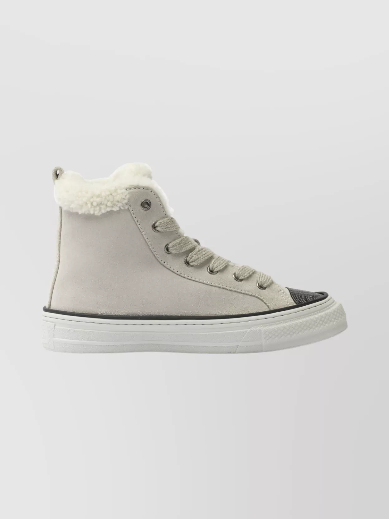 Brunello Cucinelli High-top Sneakers Featuring Monile Accents In Gray
