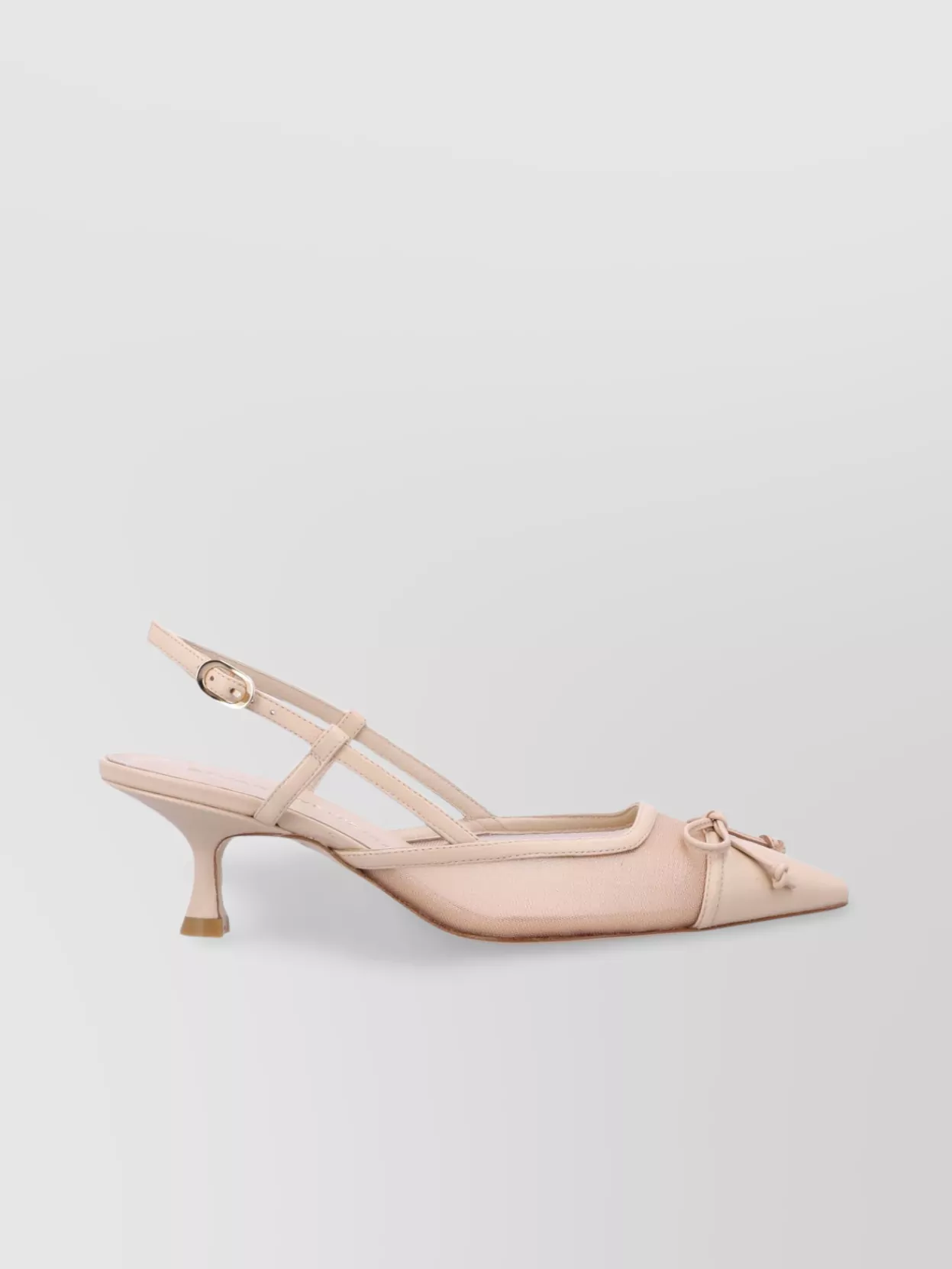 Stuart Weitzman Mesh And Leather Slingback Pumps With Sculptural Heel