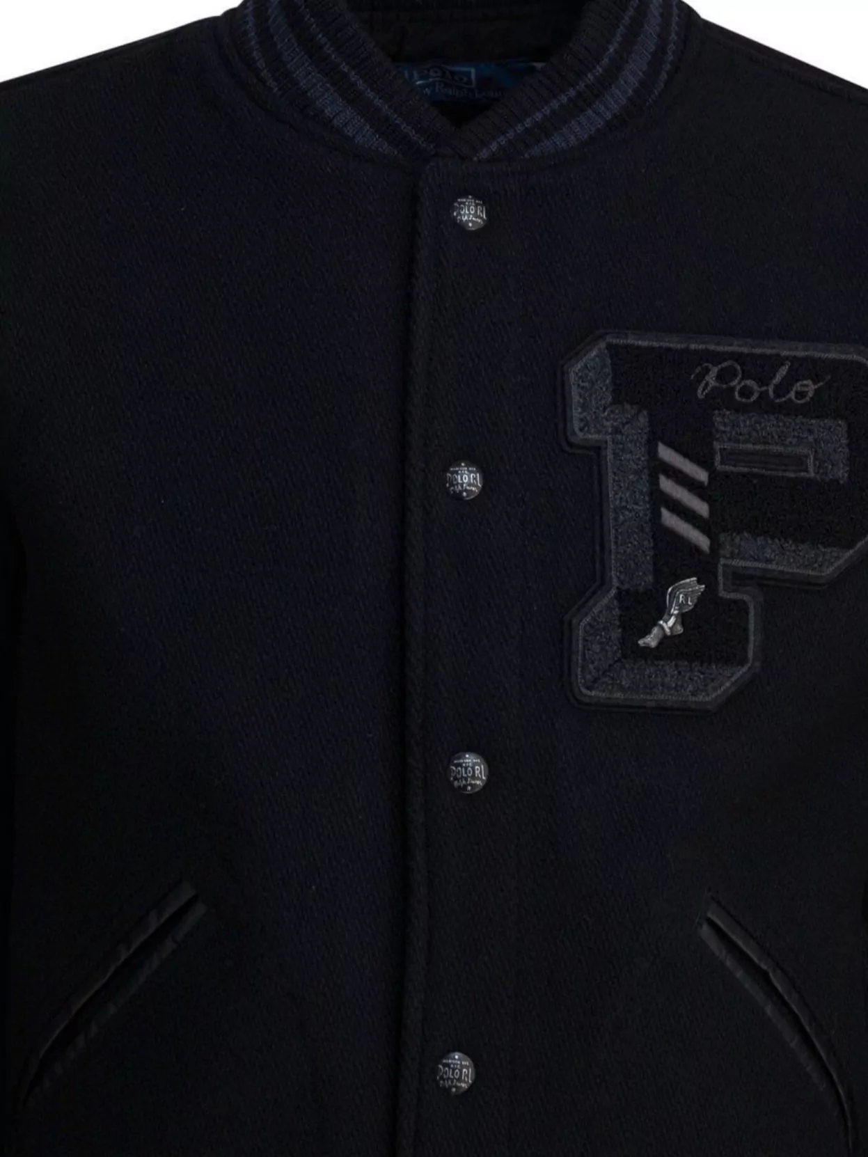 Polo Ralph Lauren Ribbed Collar Bomber Jacket With Leather Sleeves