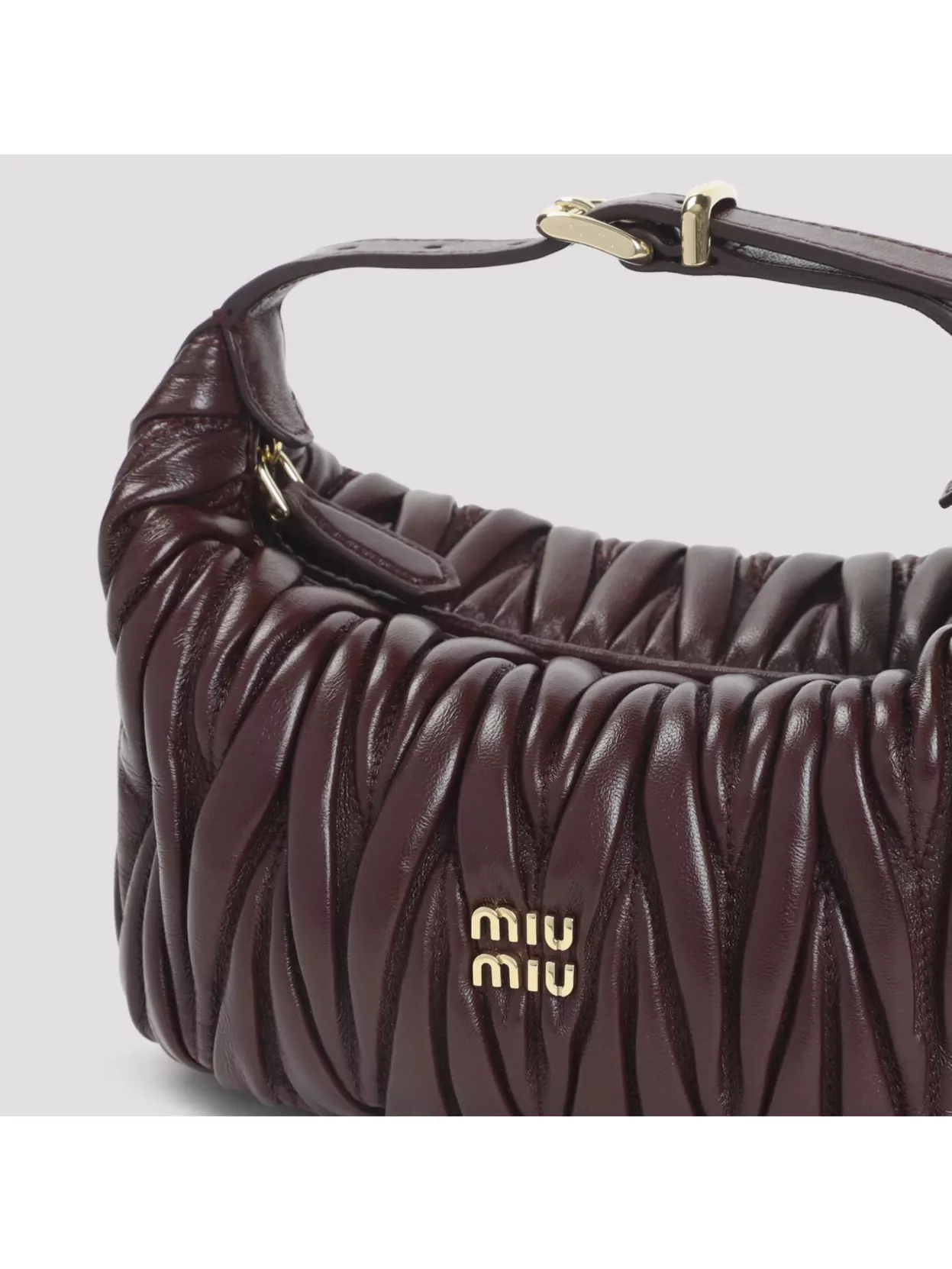 Miu Miu Compact Quilted Purse Adjustable Strap In Brown