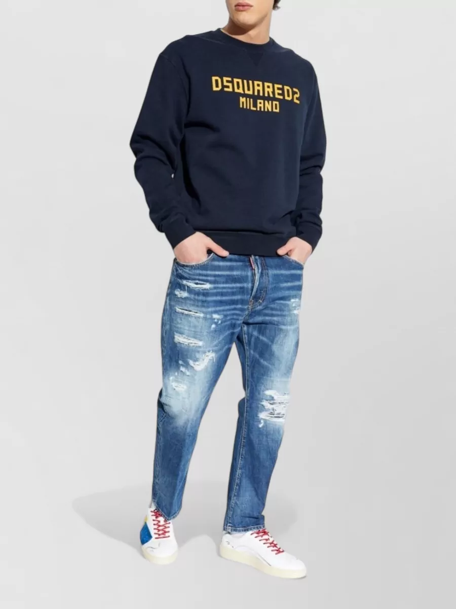 Dsquared2 Cotton Distressed Straight-Leg Jeans