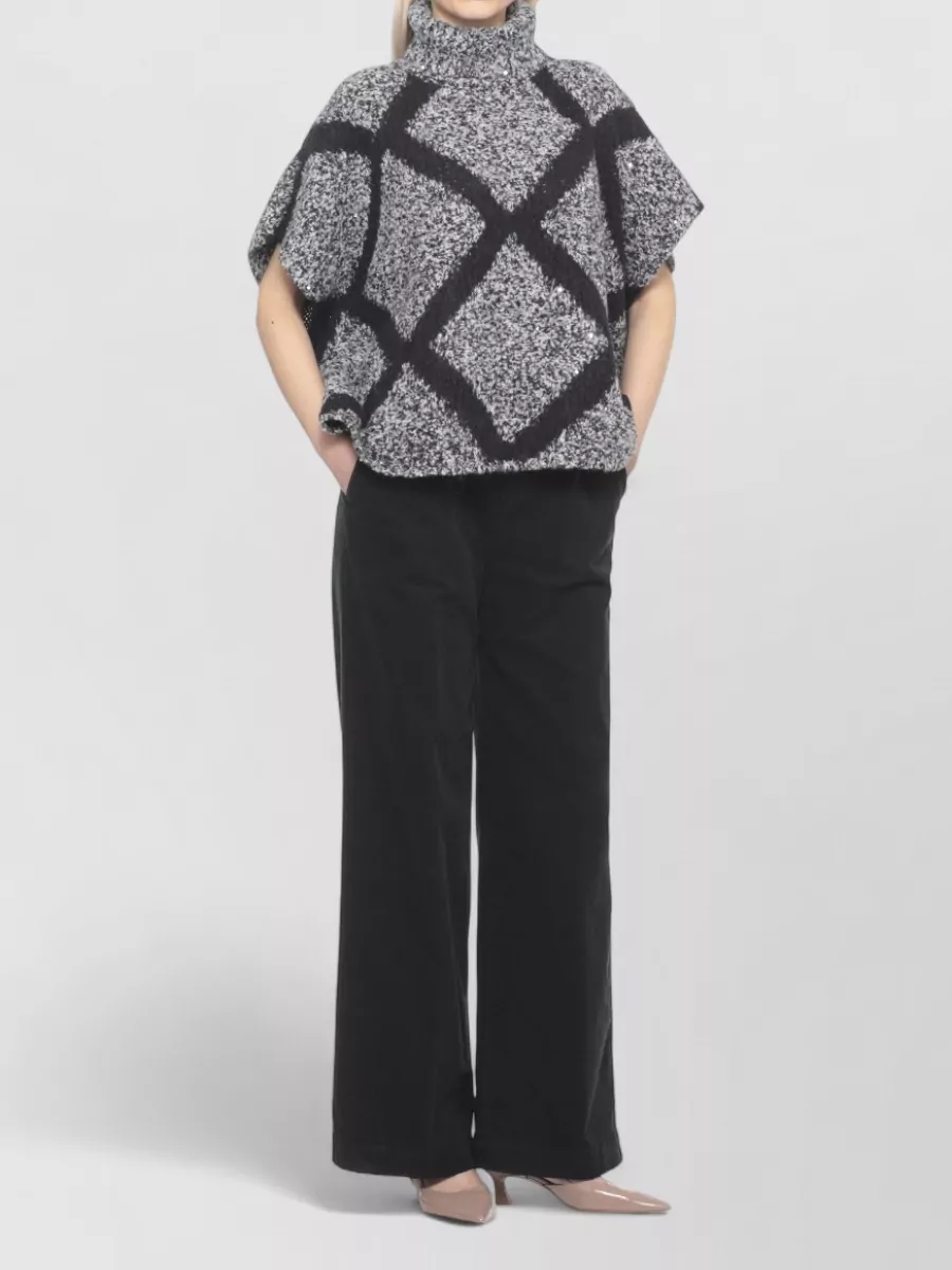 Panicale Alpaca Wool Cashmere Paillettes Poncho