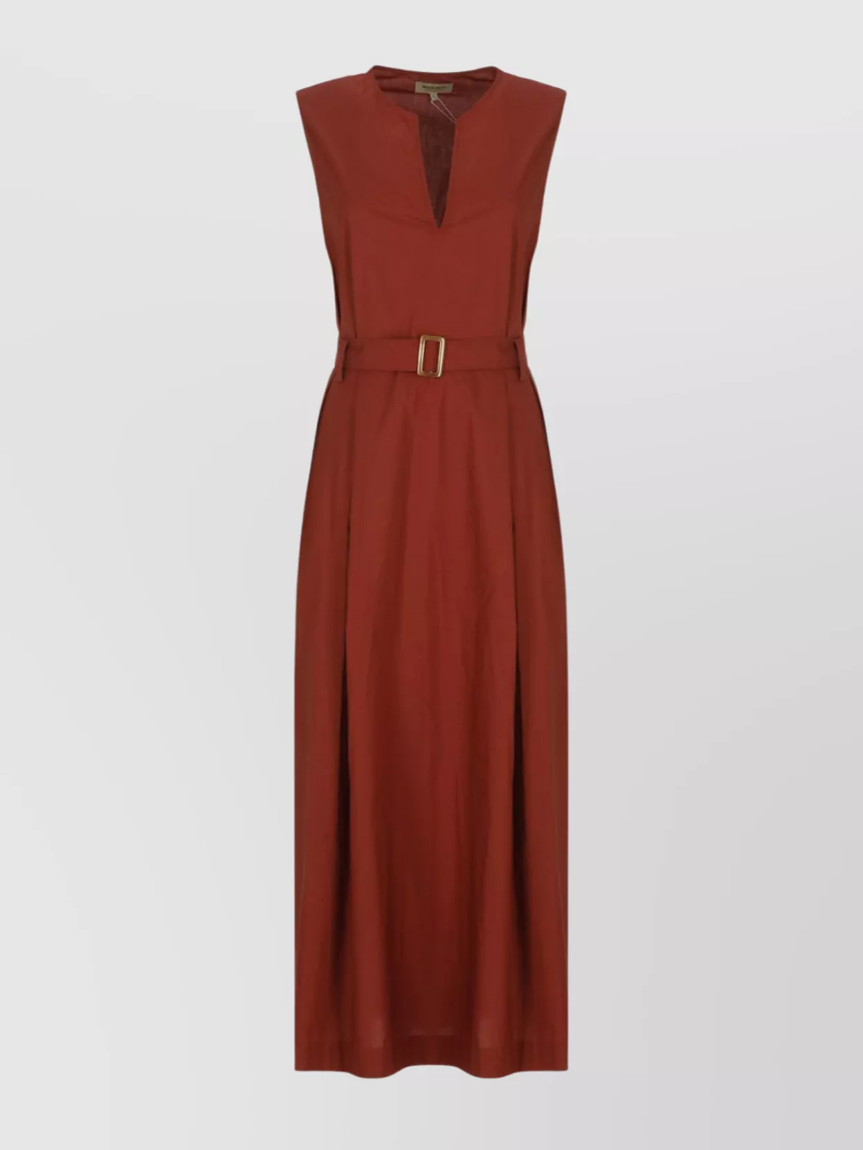 Woolrich Cotton Belted Midi Dress V-Neck
