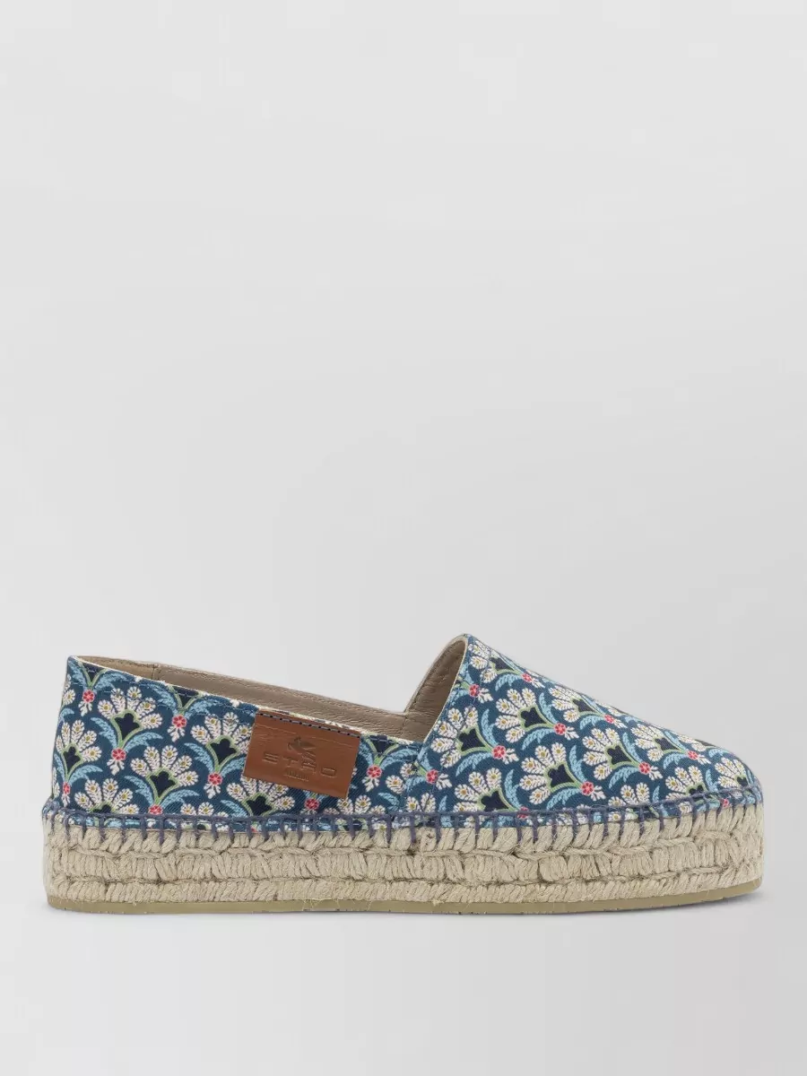 Etro Espadrilles Floral Pattern Round Toe Textile
