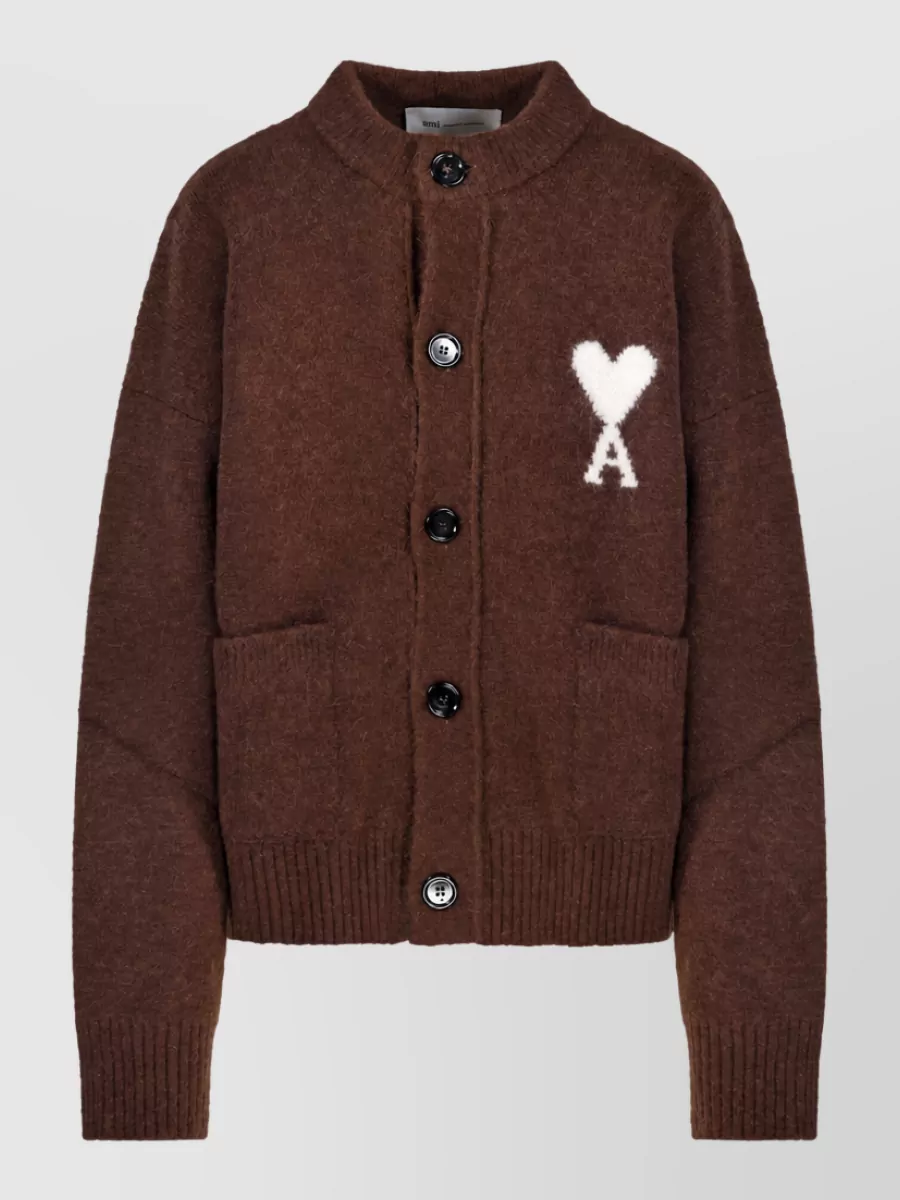 Ami Paris alpaca blend crewneck cardigan