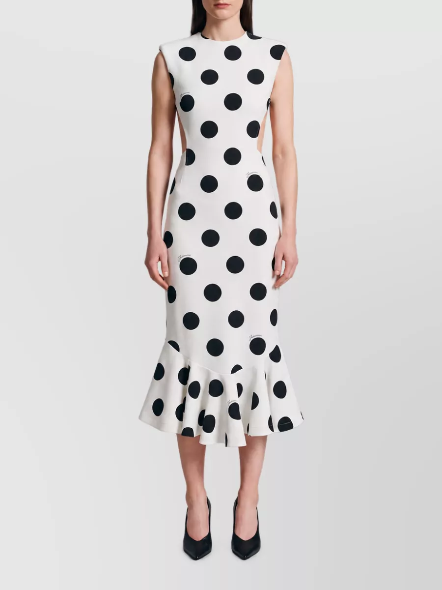 Jacquemus Polka-dot logo-print slim-fit open-back midi dress