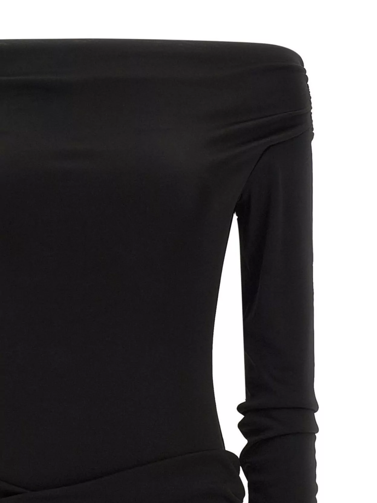 The Andamane Wendell Off-the-shoulder Draped Mini Dress In Black