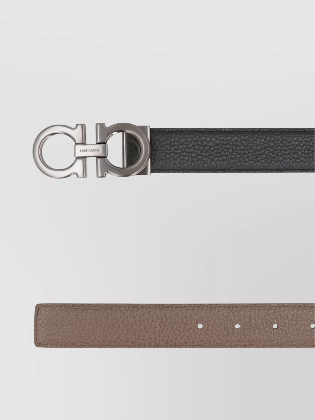 Ferragamo Leather Belt Reversible Design Textured Finish