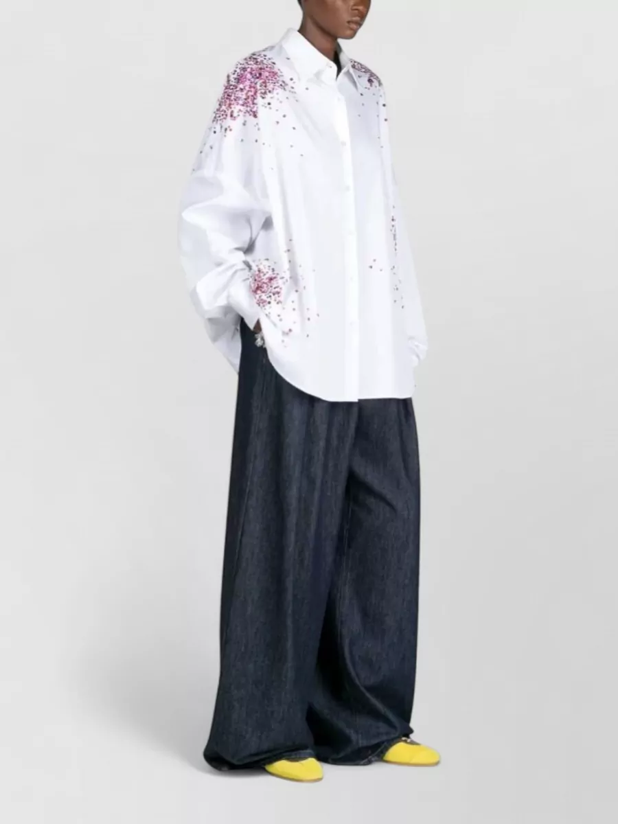 Dries Van Noten Embroidered Oversized Cotton Shirt