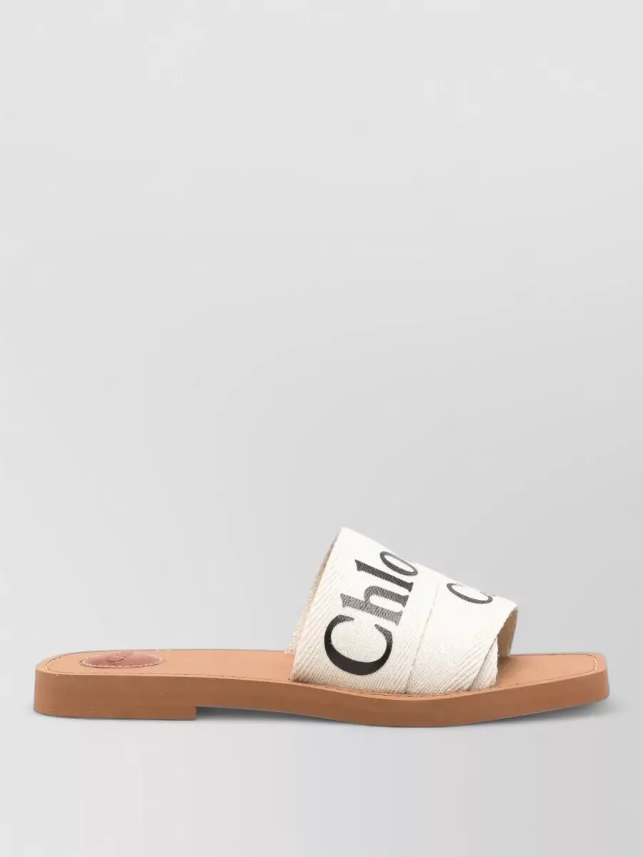Chloé Linen Flat Slides