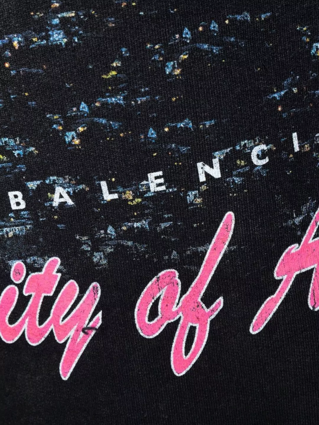 Balenciaga Hooded Graphic Print Sweater With Ribbed Cuffs