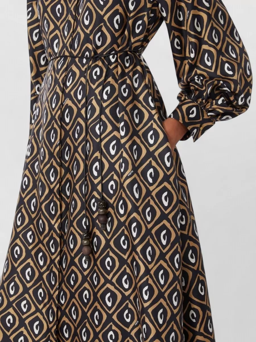 Max Mara Silk Printed Shirt Midi Dress