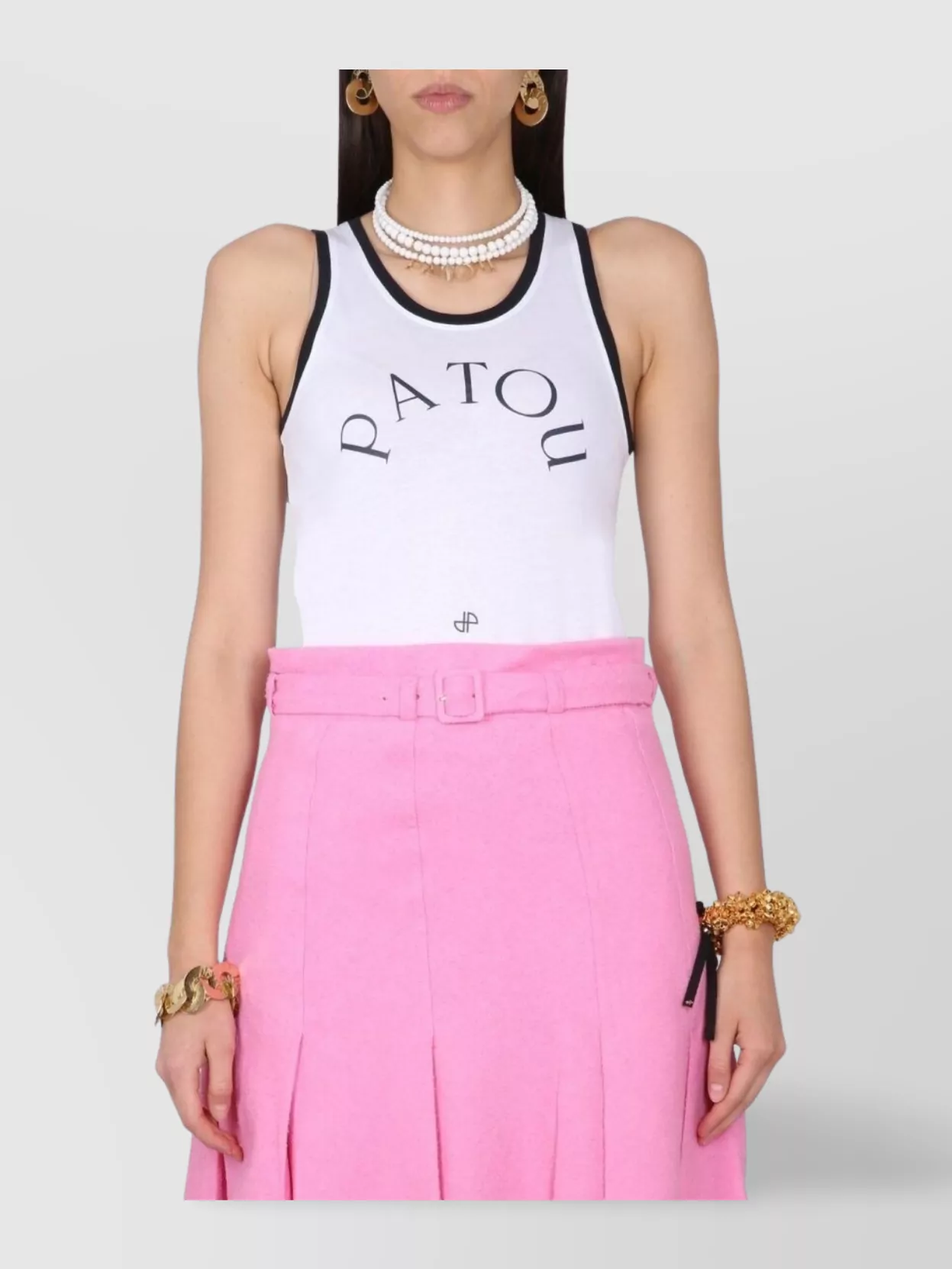 Patou Logo Racerback Sleeveless Tank Top In White