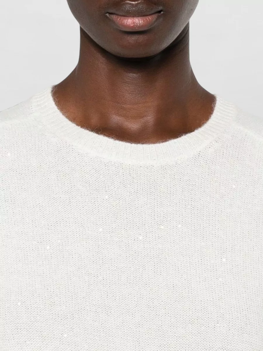 Fabiana Filippi Wool Silk Cashmere Sequin-Embellished Fine-Knit Sweater