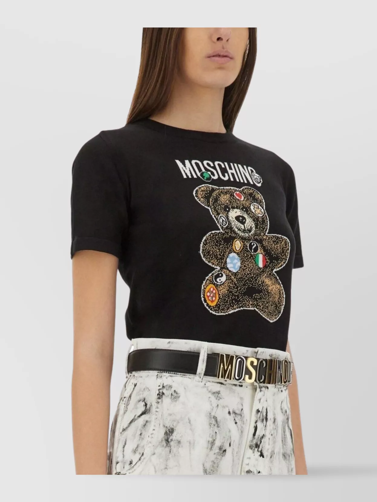 Moschino Bear Sweater Graphic Print Short Sleeves