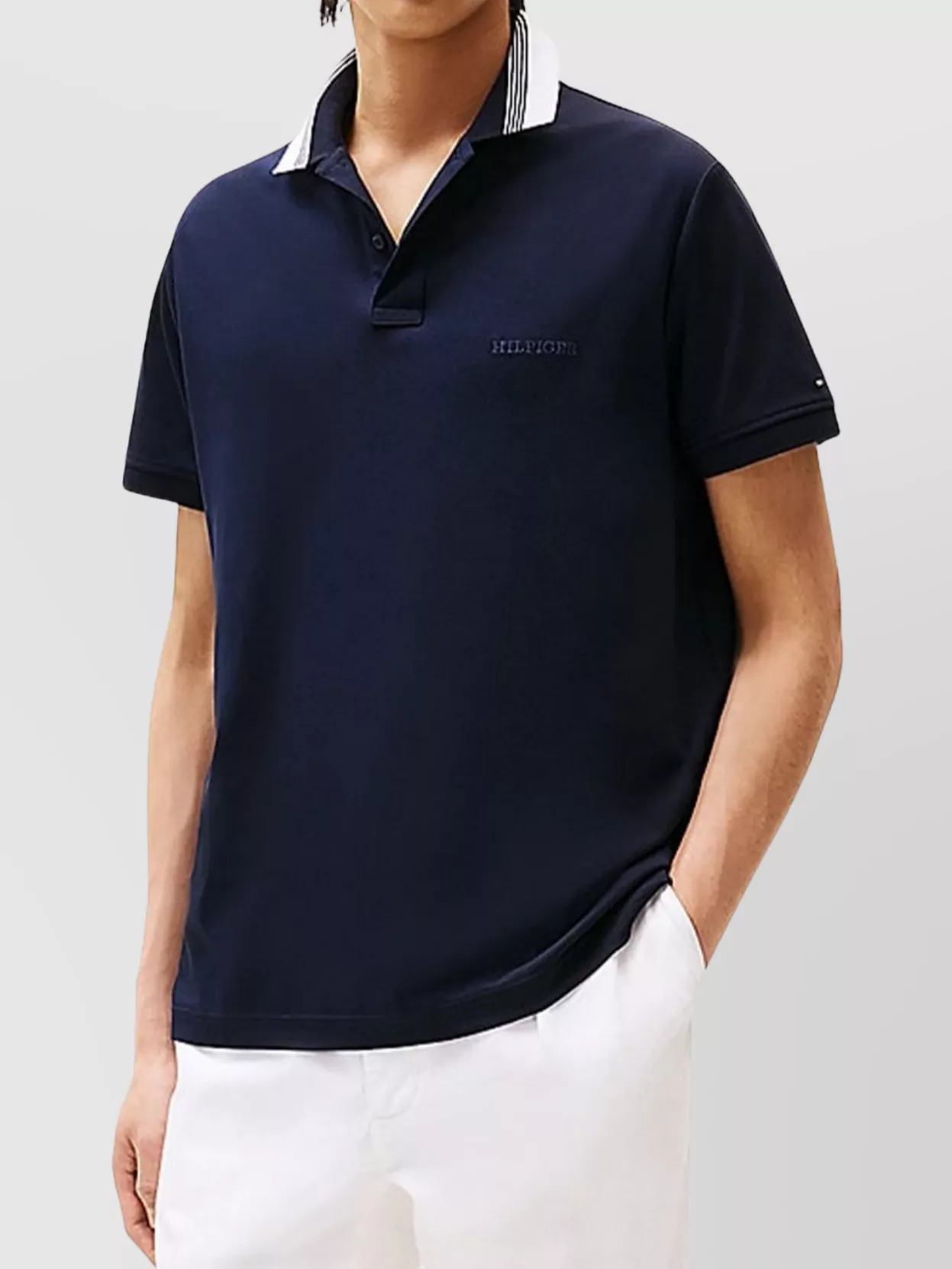 Tommy Hilfiger Polo Shirt With Interlocked Collar Detail