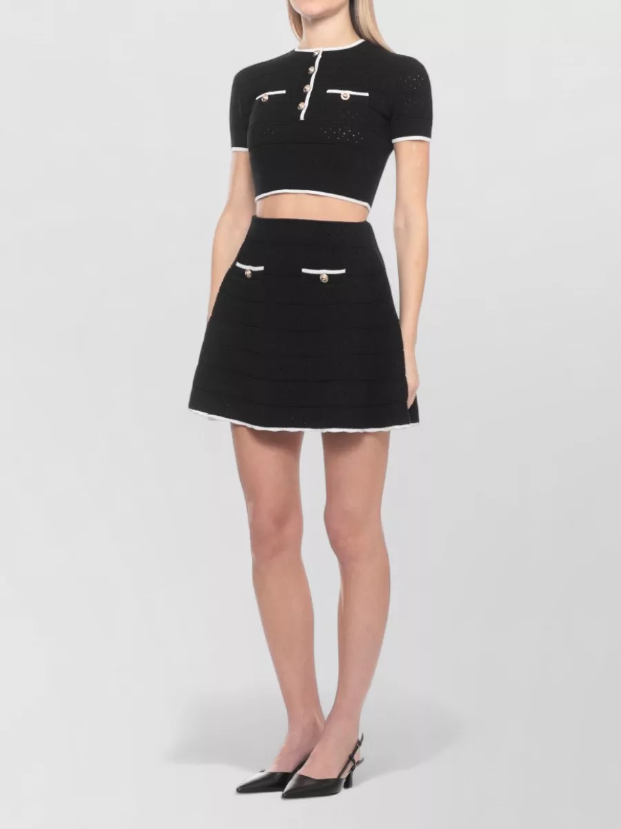 Self-Portrait Pointelle Knit Mini Skirt