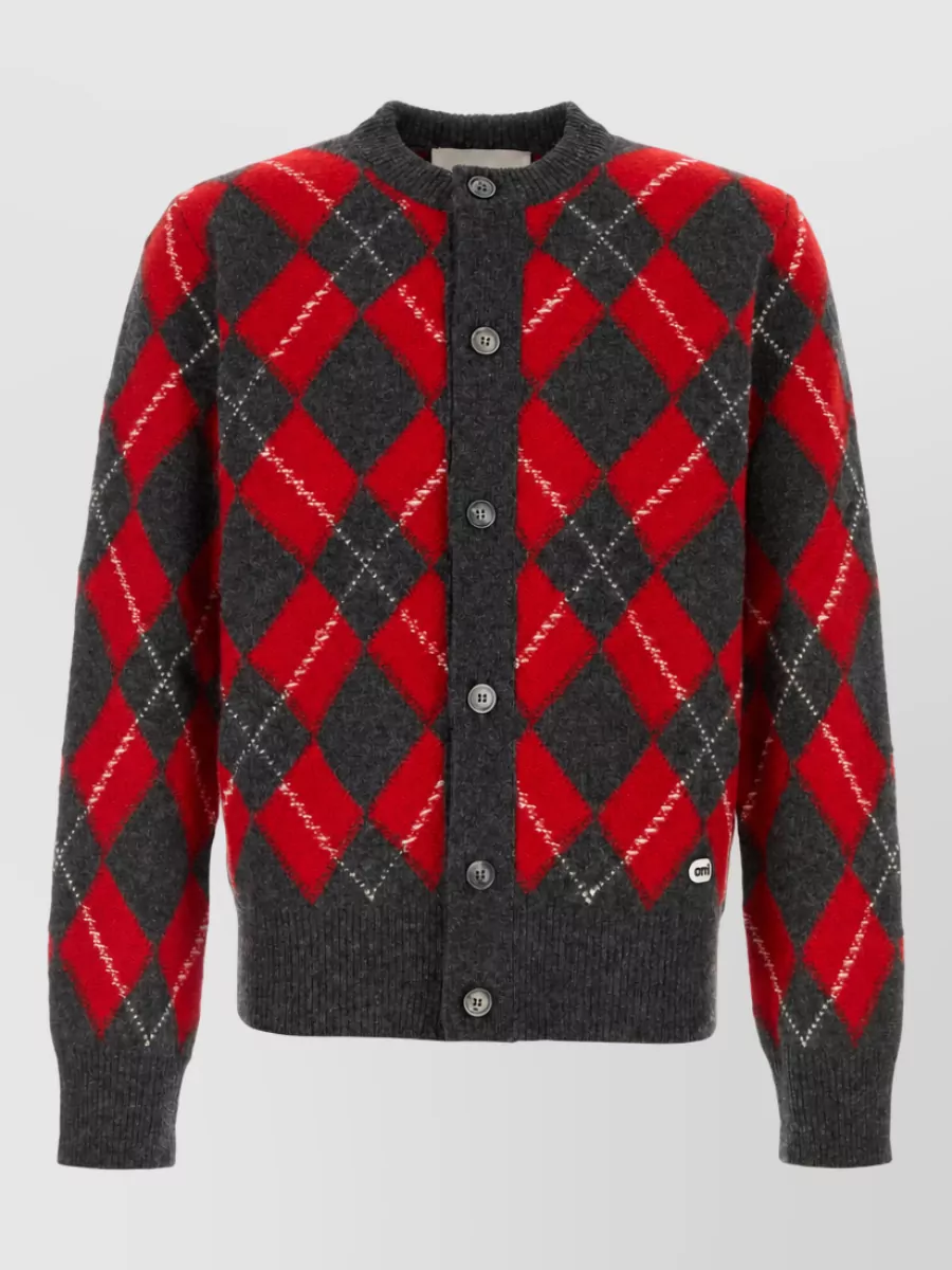 Ami Paris embroidered wool cardigan
