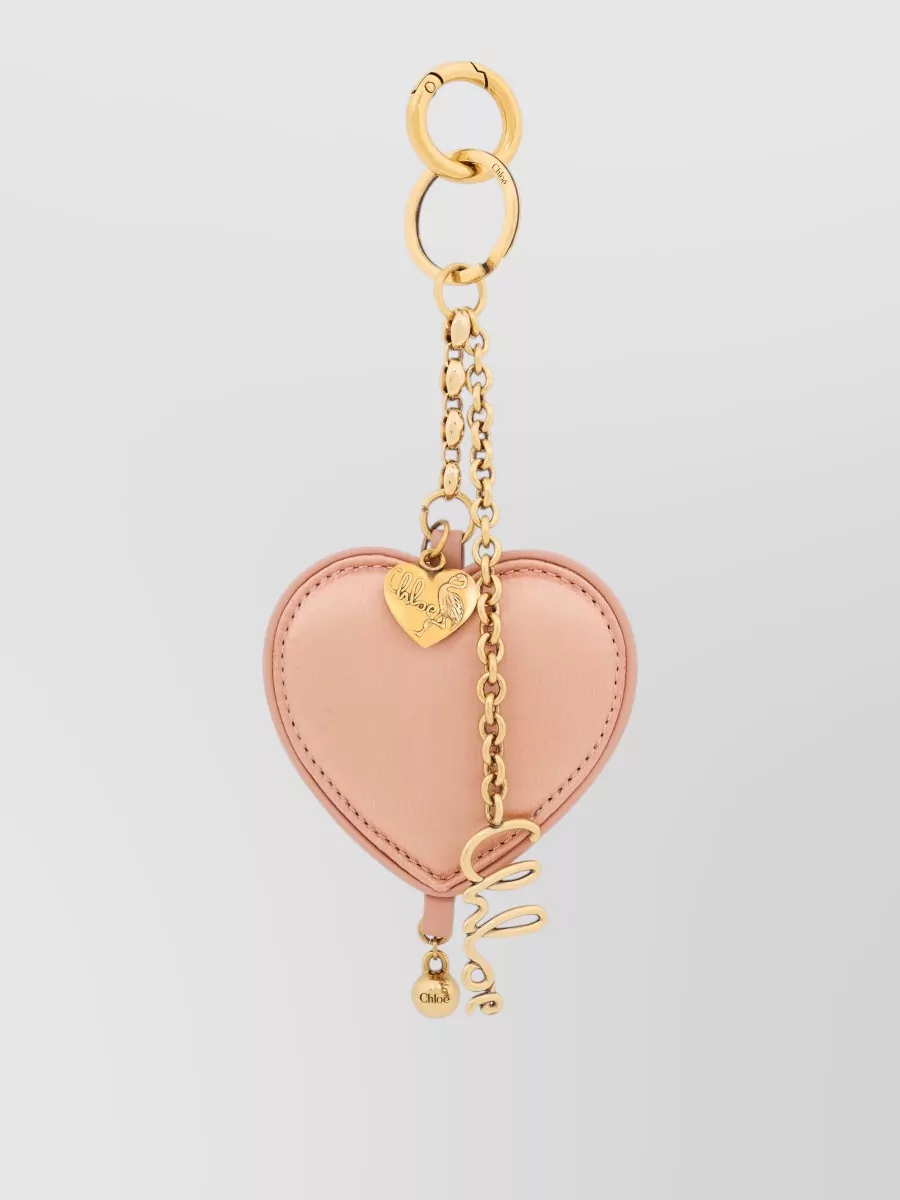 Chloé silk satin heart keychain bag charm