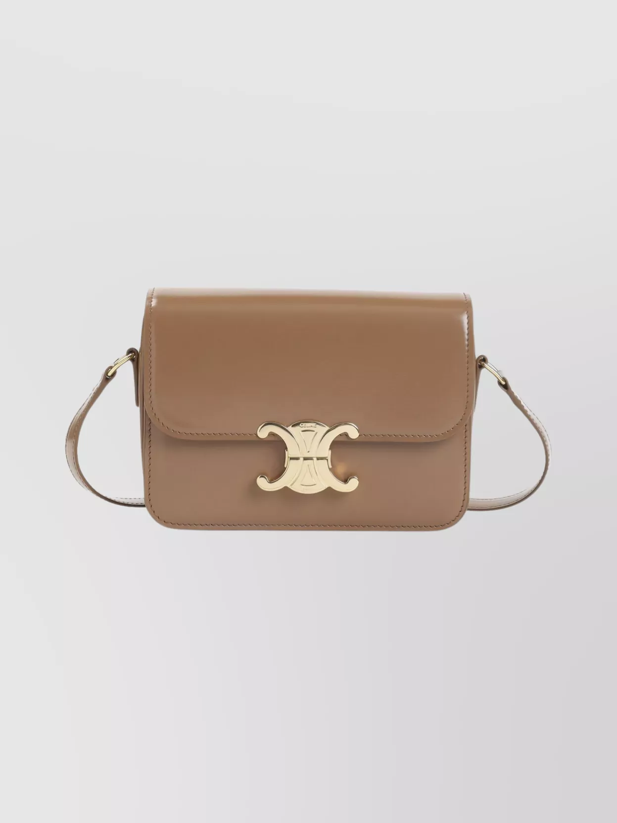 Celine Bronze Teen Triomphe Calf Leather Shoulder Bag In Brown