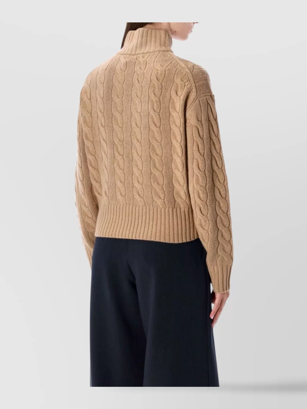 Polo Ralph Lauren Wool And Cashmere Cable-knit Half-zip Sweater In Brown