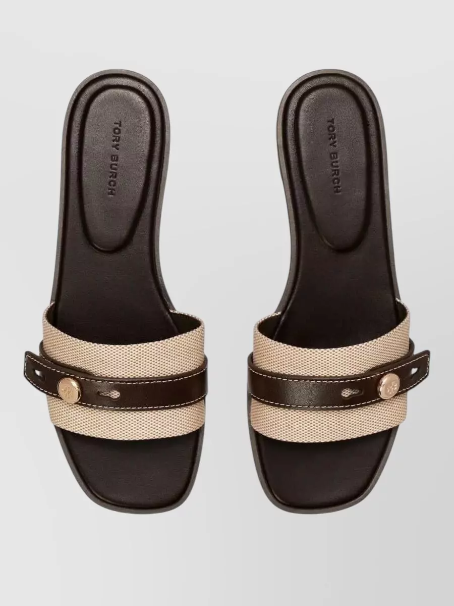 Tory Burch Cotton Leather Slides