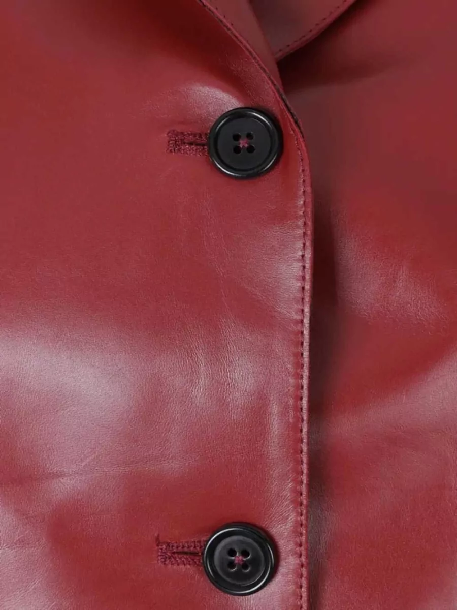 Jil Sander Leather Single-Breasted Coat