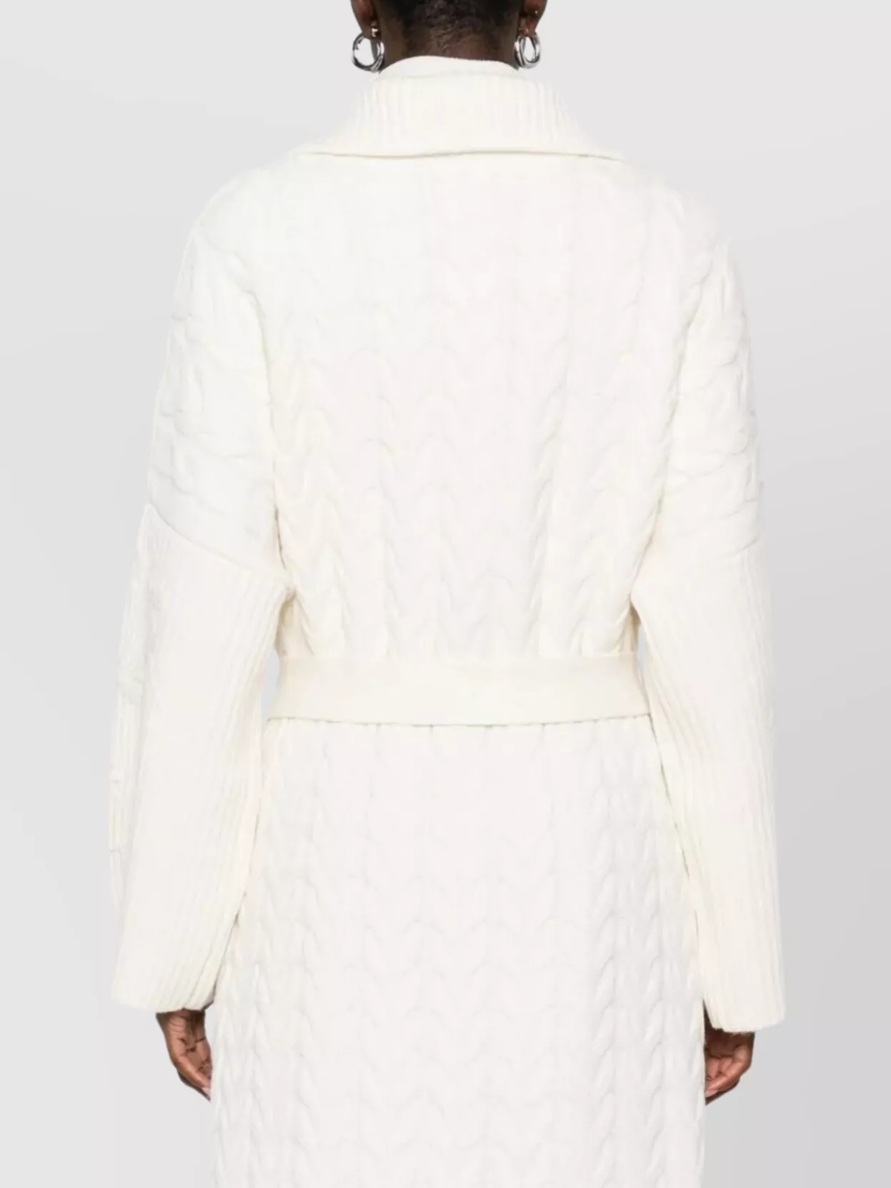 Ermanno Firenze Belted Cable Knit Coat With Shawl Collar