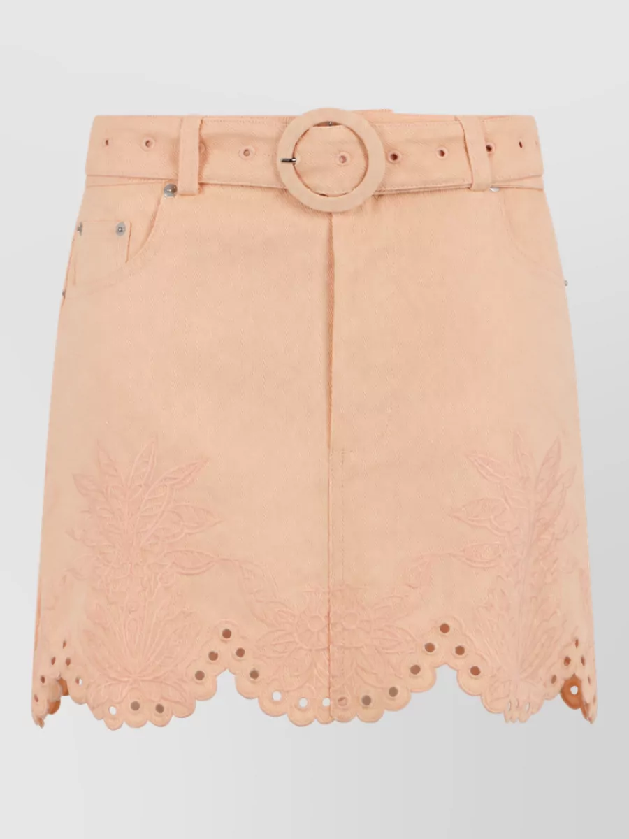Farm Rio denim high-rise mini skirt