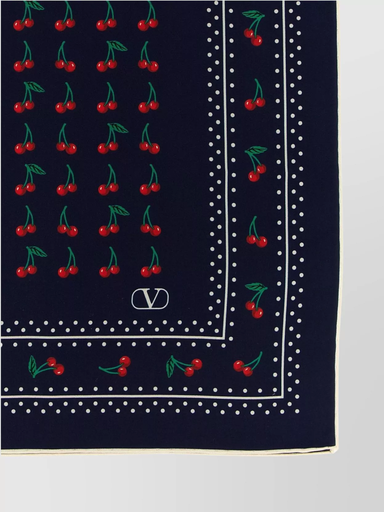 Valentino Garavani Cherry Print Polka Dot Border Scarf