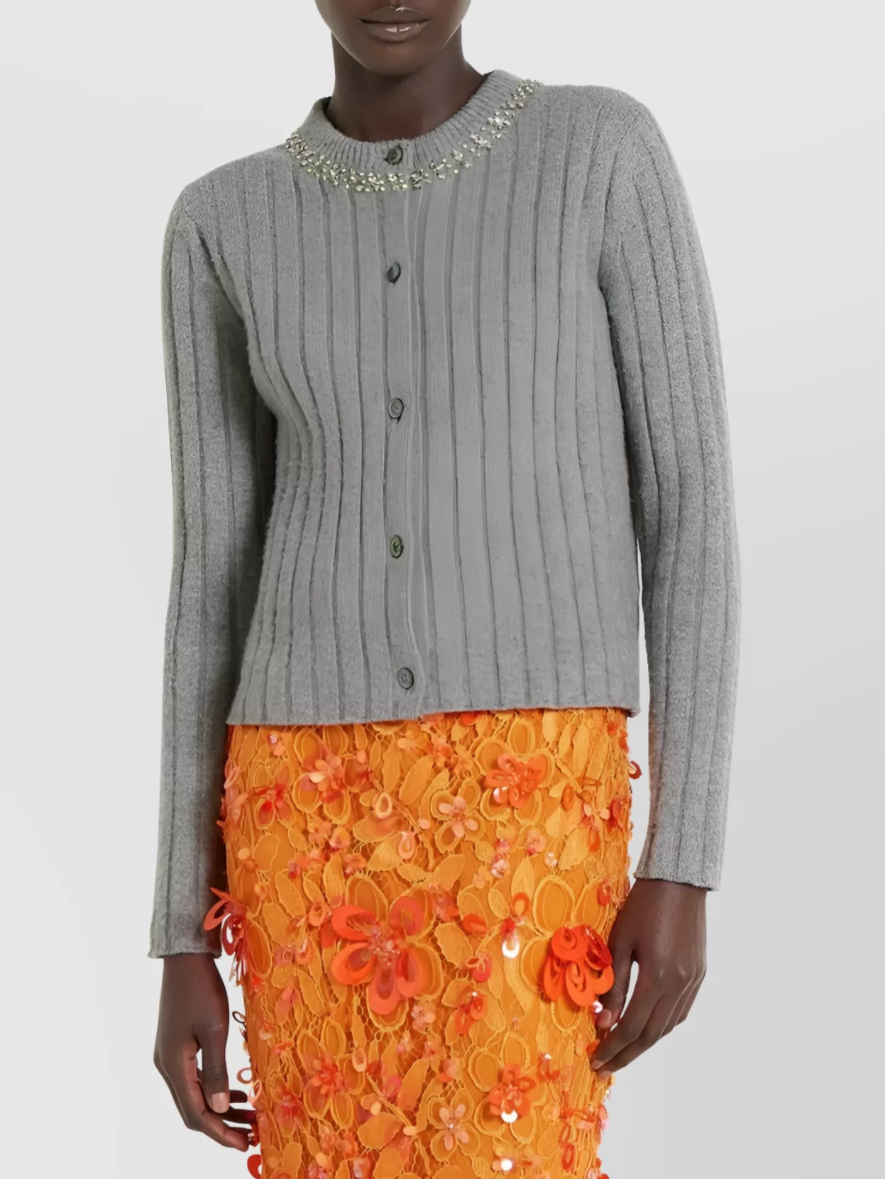 Gucci Soft Wool Cashmere Ribbed Cardigan