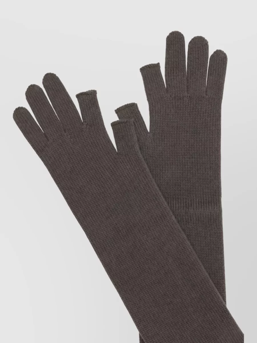 Rick Owens merino wool long fingerless gloves