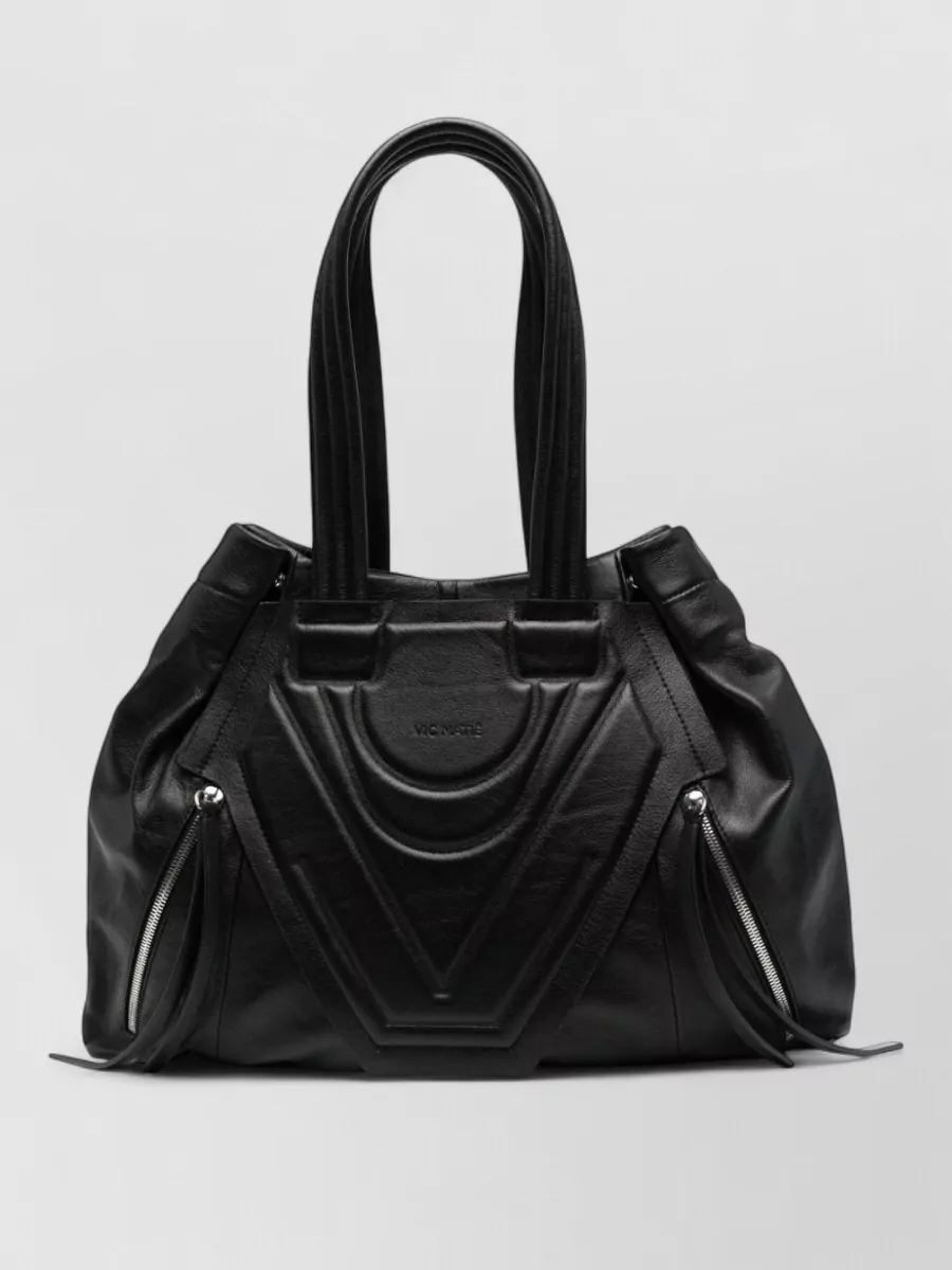 Vic Matie Leather Pebbled Tote Bag