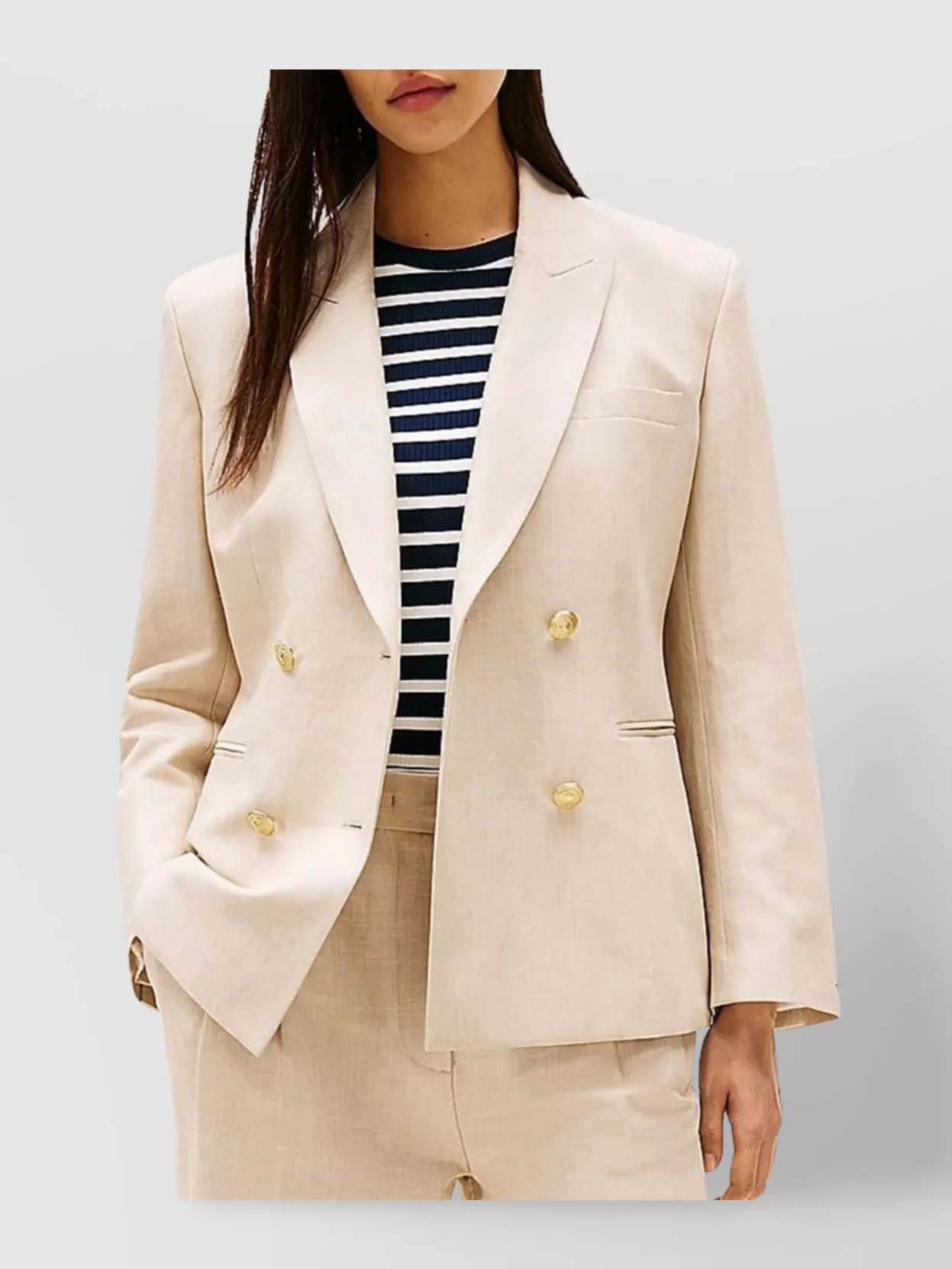 Tommy Hilfiger Slim Fit Linen Mix Blazer In Brown