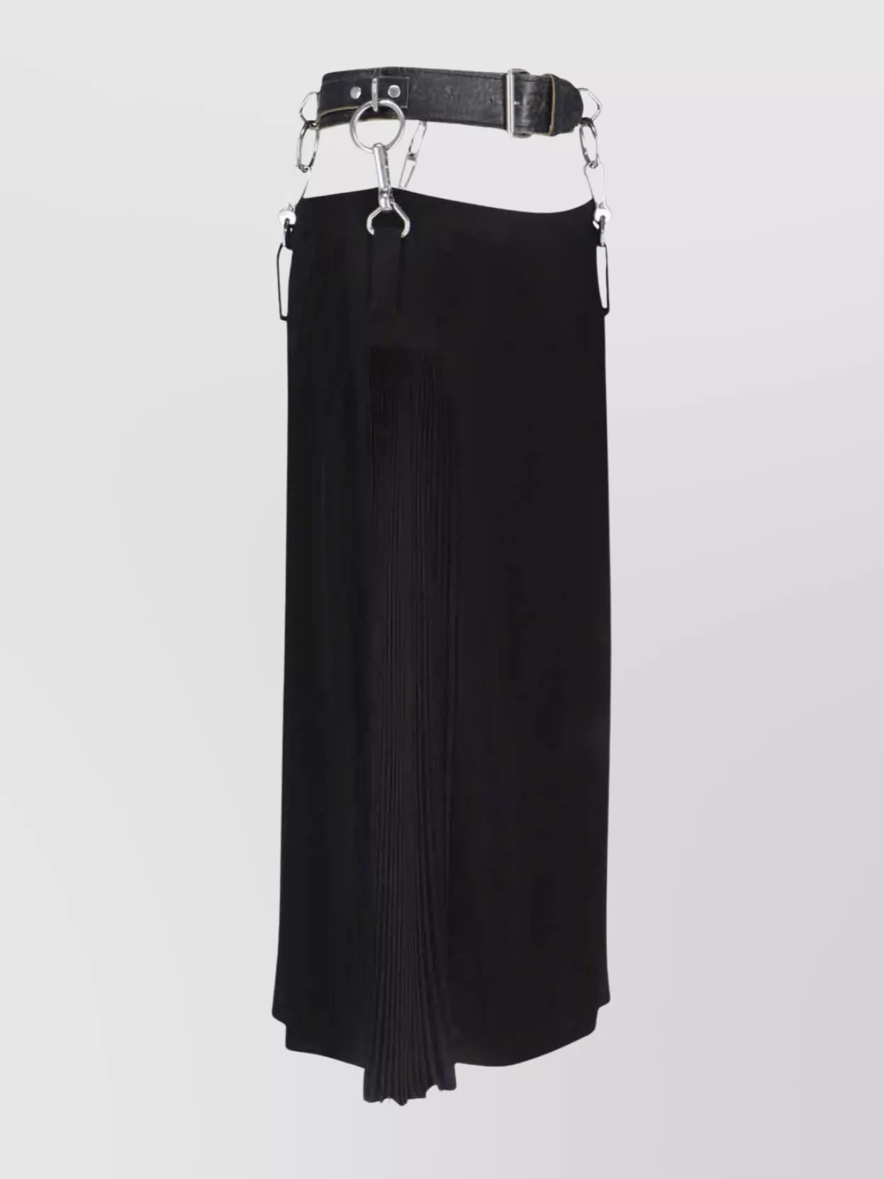 Prada Waist Belted Midi Skirt With Pleated Detail
