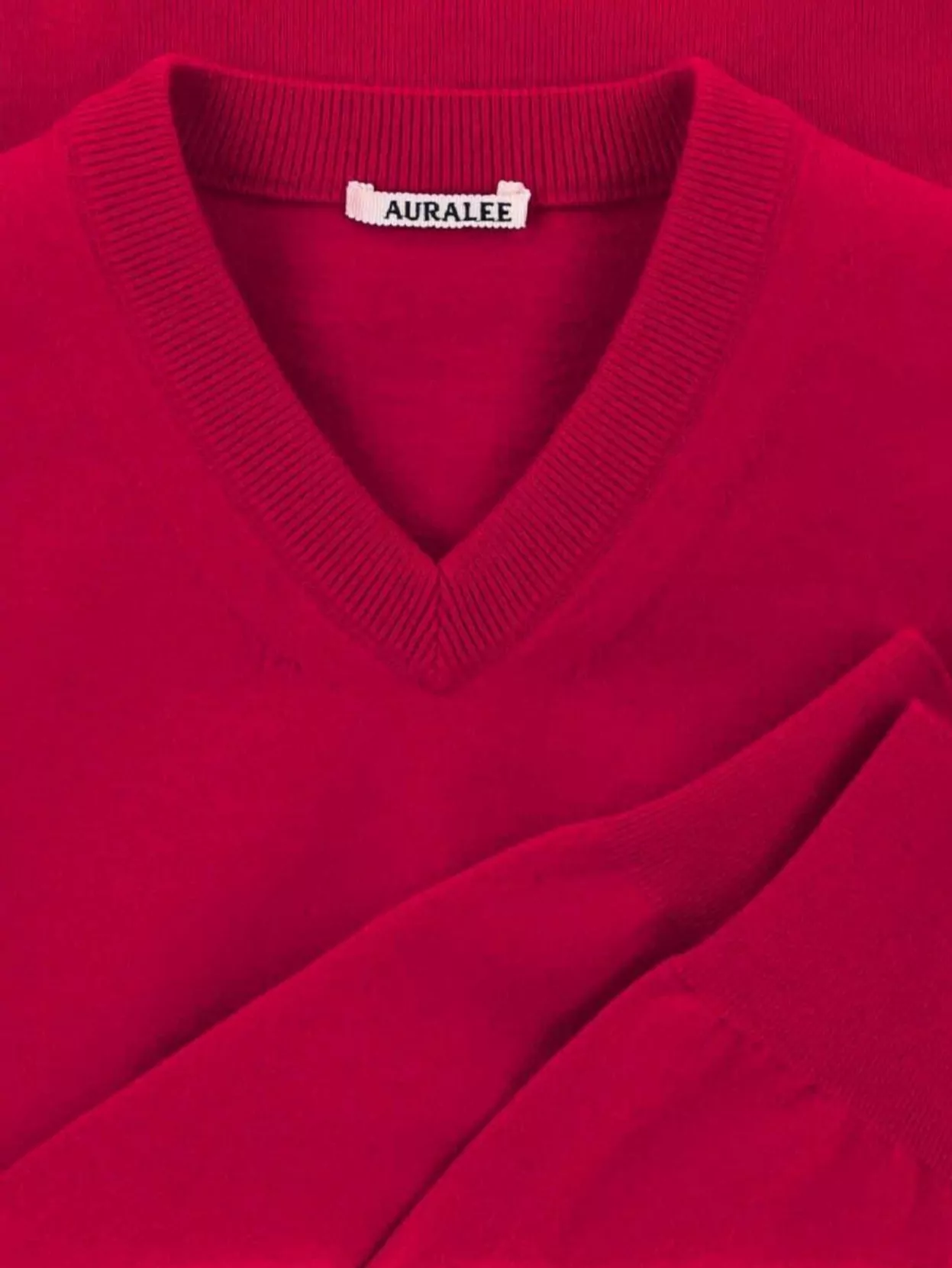 Auralee V-Neck Sweater With Ribbed Cuffs And Hem