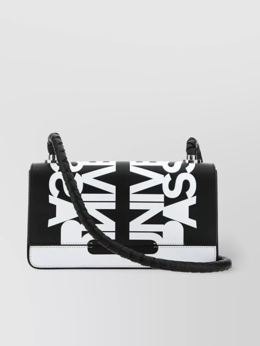 Shop Burberry Leather Shoulder Bag With Two-tone Design In Black