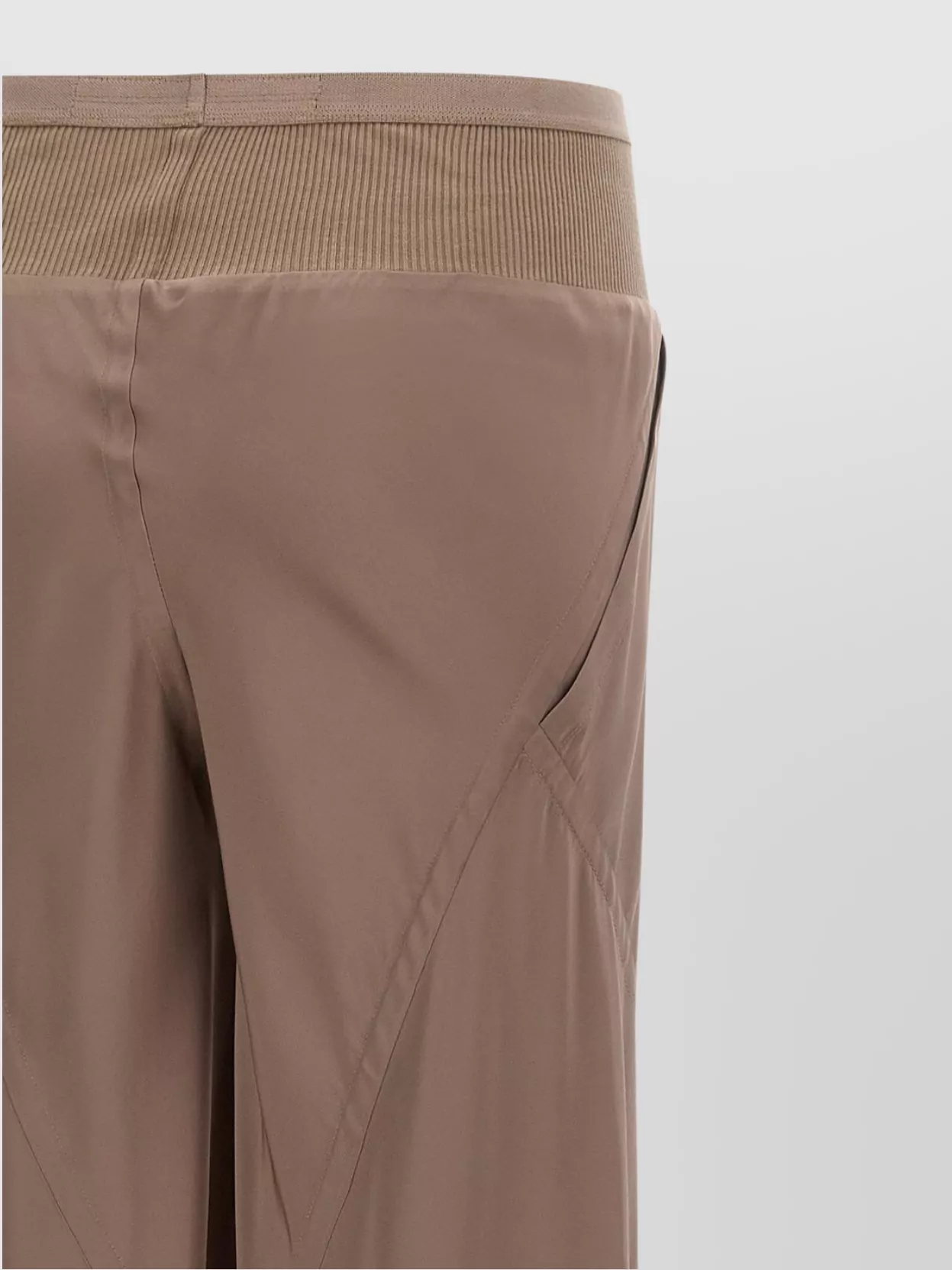 Shop Rick Owens 'ribbed Waistband Bias Seam Wide-leg Trousers'