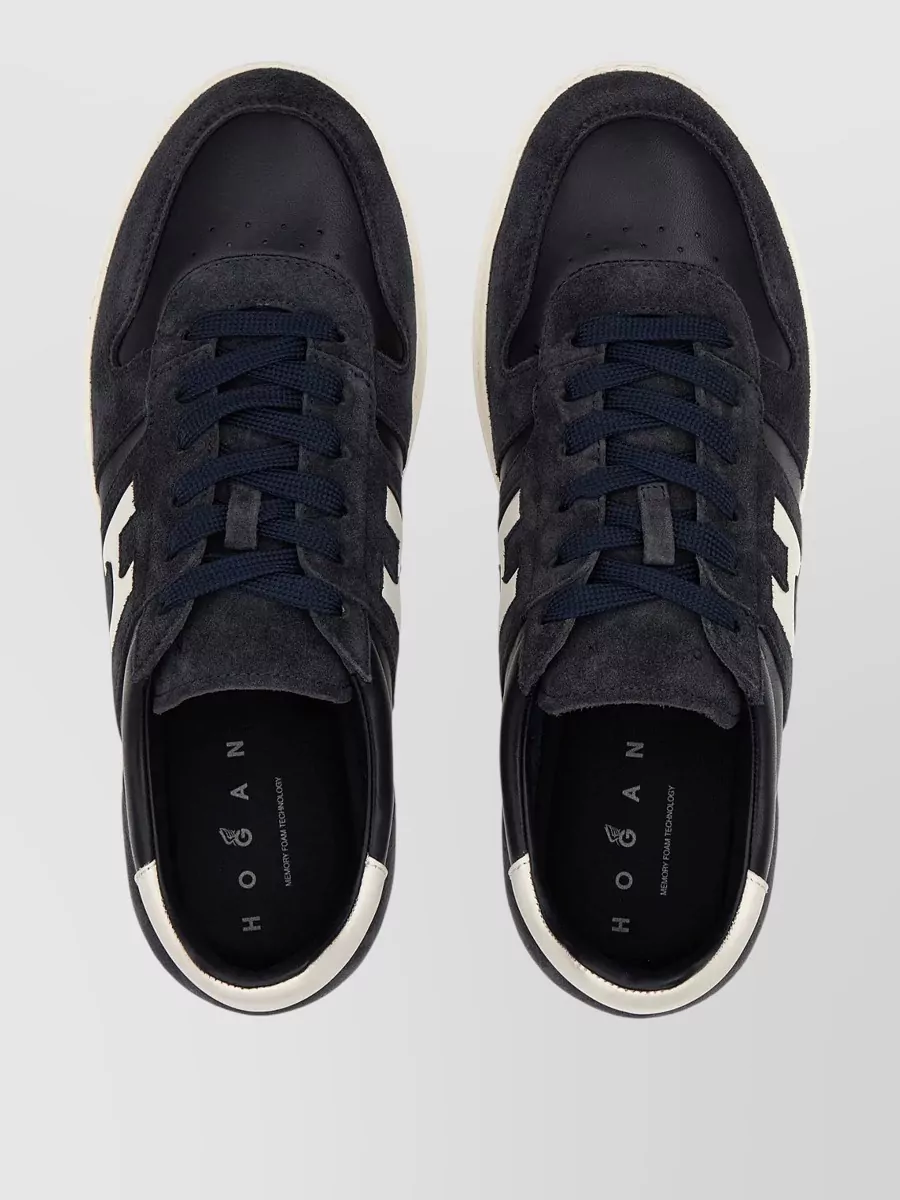 Hogan Sneakers Contrasting Sole Round Toe Suede