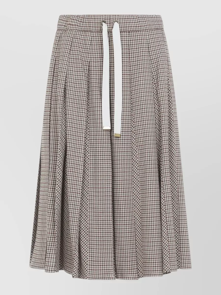 Moncler Checked Pleated Midi Skirt