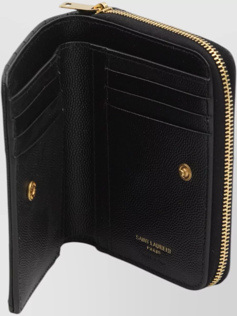 Saint Laurent Calfskin Matelassé Compact Wallet