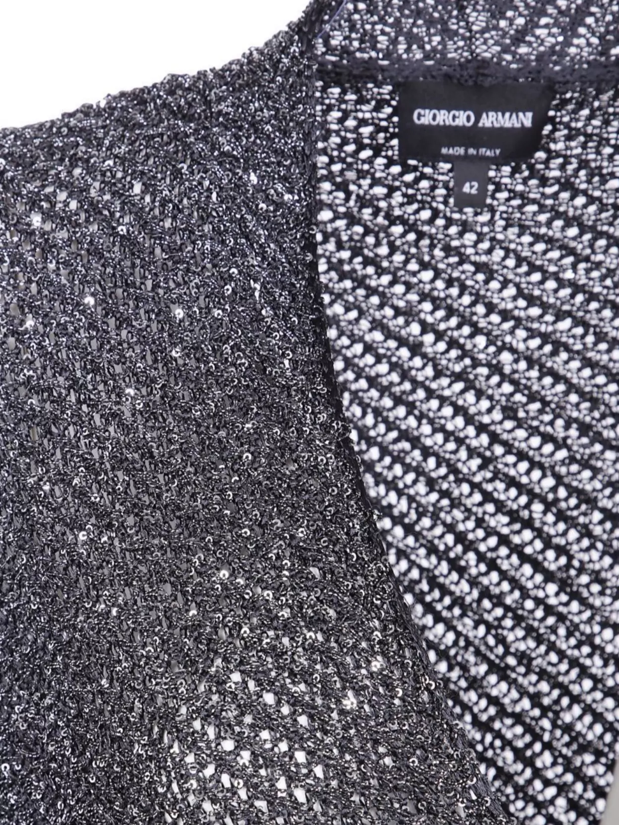 Giorgio Armani Longline Textured Knit Cardigan With Metallic Finish