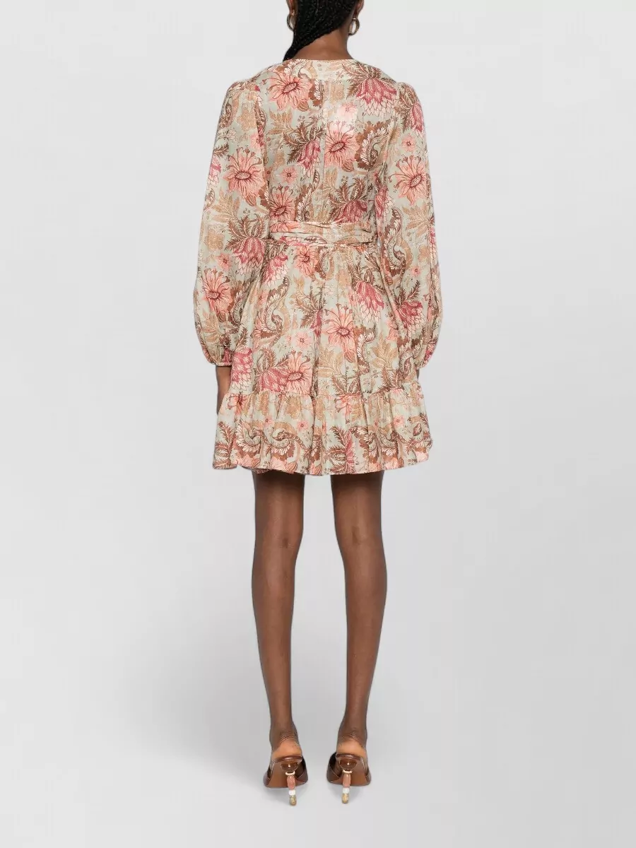 Zimmermann Floral-Print Ruffled Wrap Mini Dress