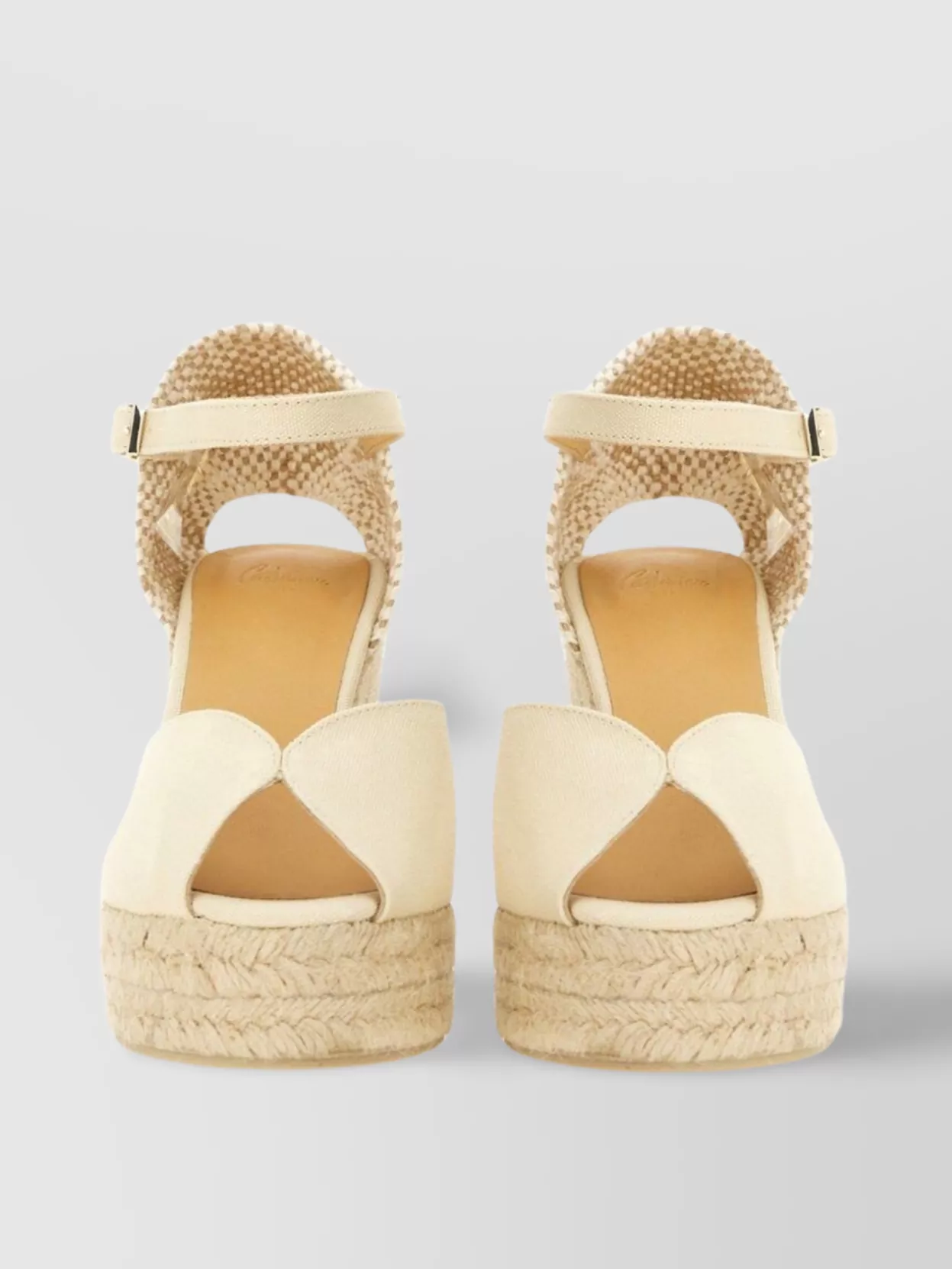 Shop Castaã±er Open Back Peep Toe Sandalwood