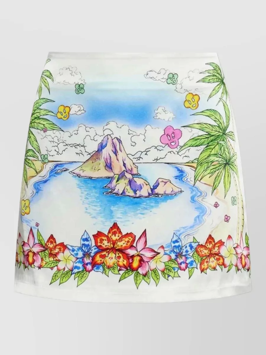 Casablanca silk graphic-print mini skirt