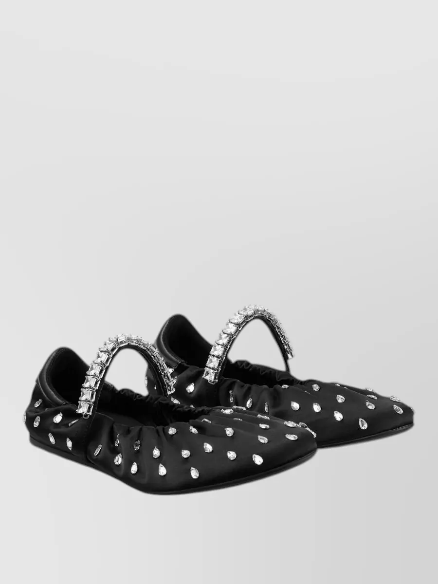 Jimmy Choo Crystal Embellished Gathered Ballerina Flats