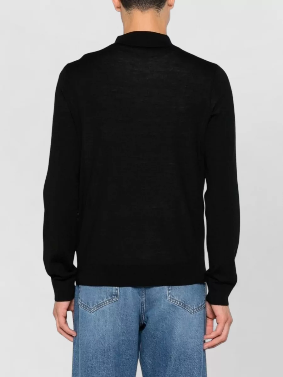 Paul Smith Merino Wool Slub-Knit Long-Sleeve Polo Shirt